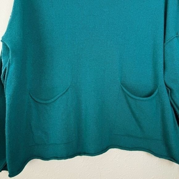 OZAI N KU Boxy front Pocket Sweater petrol turquoise pullover 8-10 wool cashmere - Picture 6 of 12
